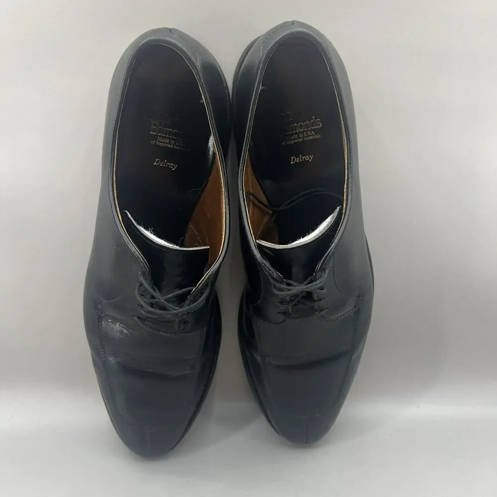 Allen Edmonds Delray Men Size 10.5 B‎ Shoes Black Leather Split Toe Oxford 9564